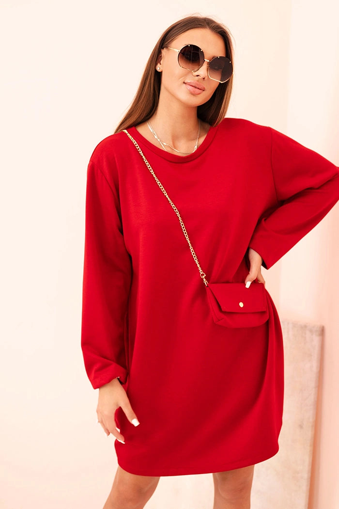 Дамска рокля от вискоза с големи размери и чанта с верижка IT85