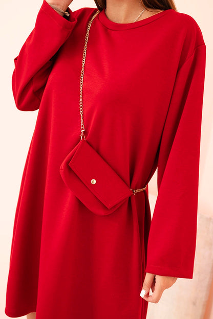 Дамска рокля от вискоза с големи размери и чанта с верижка IT85