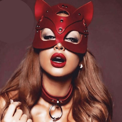 Кожена харнес маска с регулиране AA-006