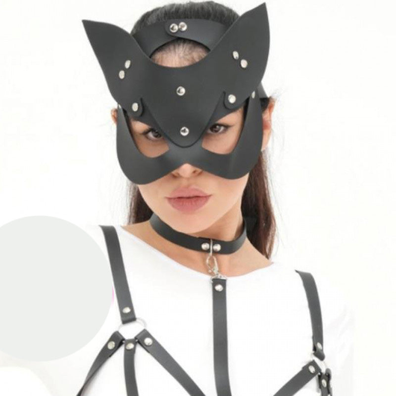 Кожена харнес маска с регулиране AA-006