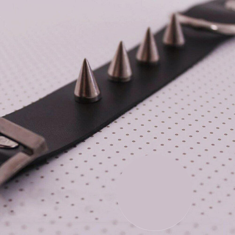 Черен кожен харнес чокър с шипове AA-026