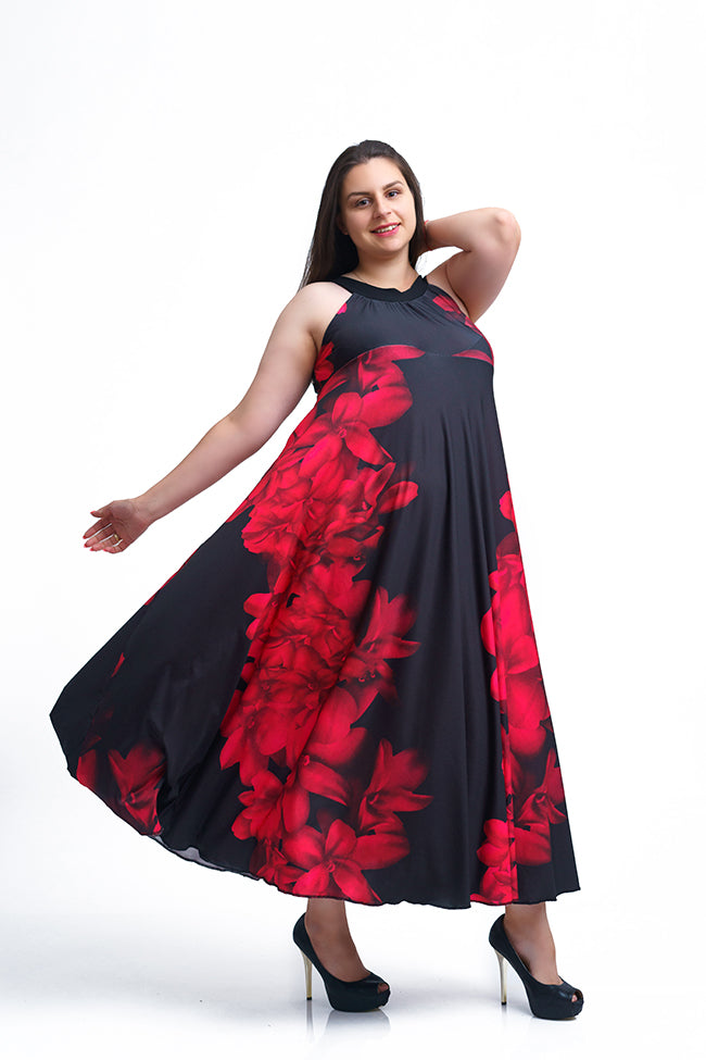 Дълга разкроена черна рокля Анелия