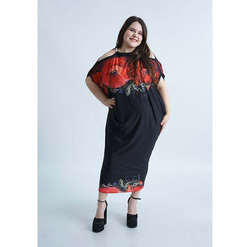 Дълга черна лятна рокля Атина