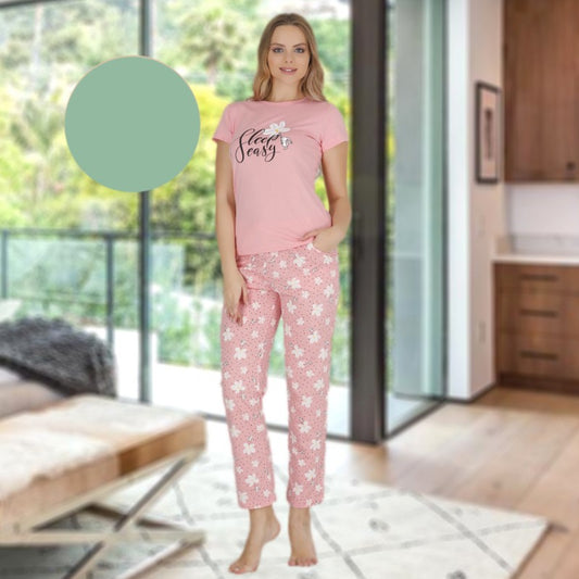 Дамска пижама от тениска и панталон B-3233