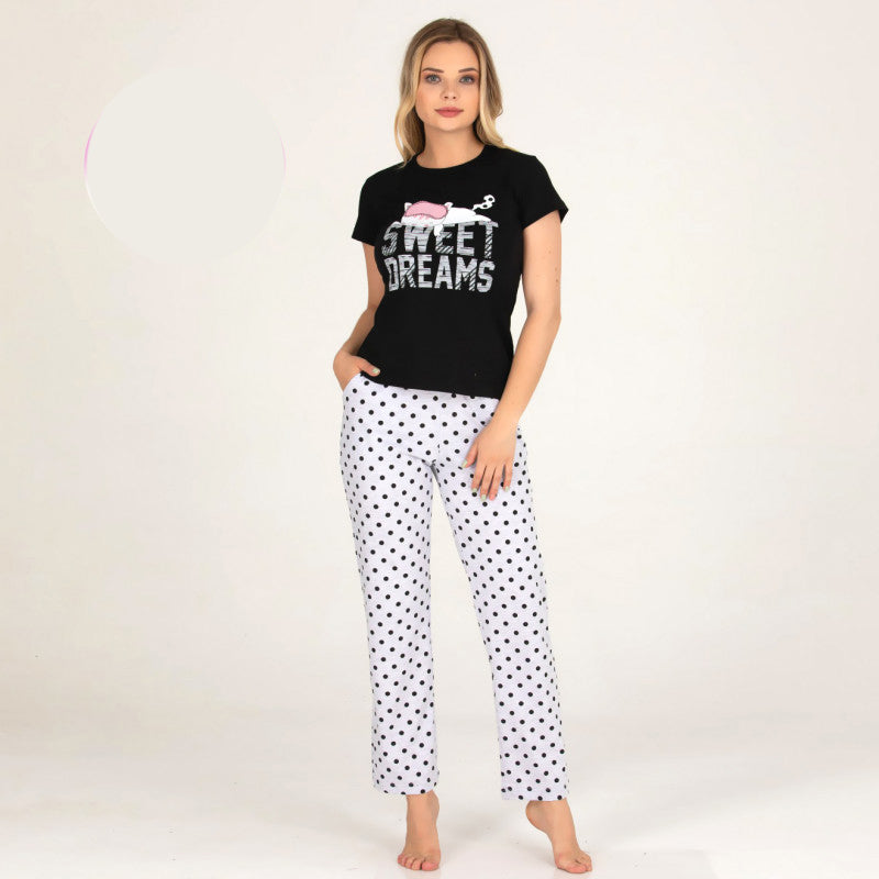 Дамска пижама от тениска с панталон B-3255