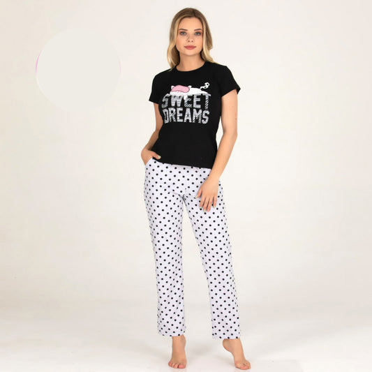 Дамска пижама от тениска с панталон B-3255