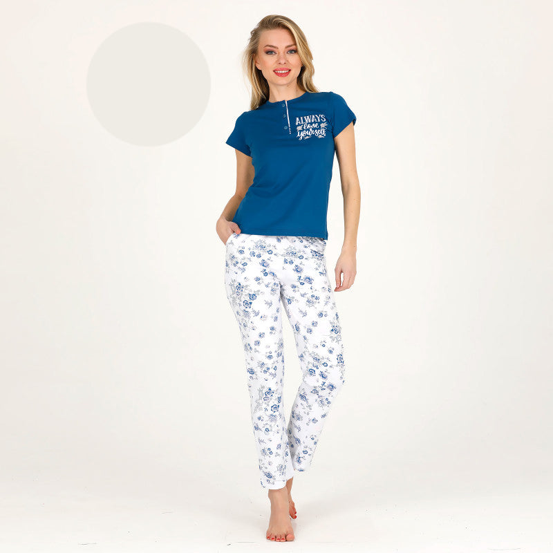 Дамска пижама от тениска с панталон B-3272