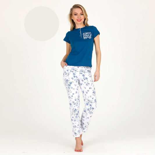 Дамска пижама от тениска с панталон B-3272
