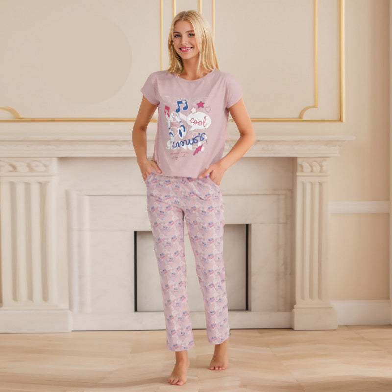 Дамска пижама от тениска с панталон B-3326