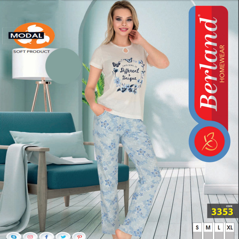 Дамска пижама от тениска с панталон B-3353