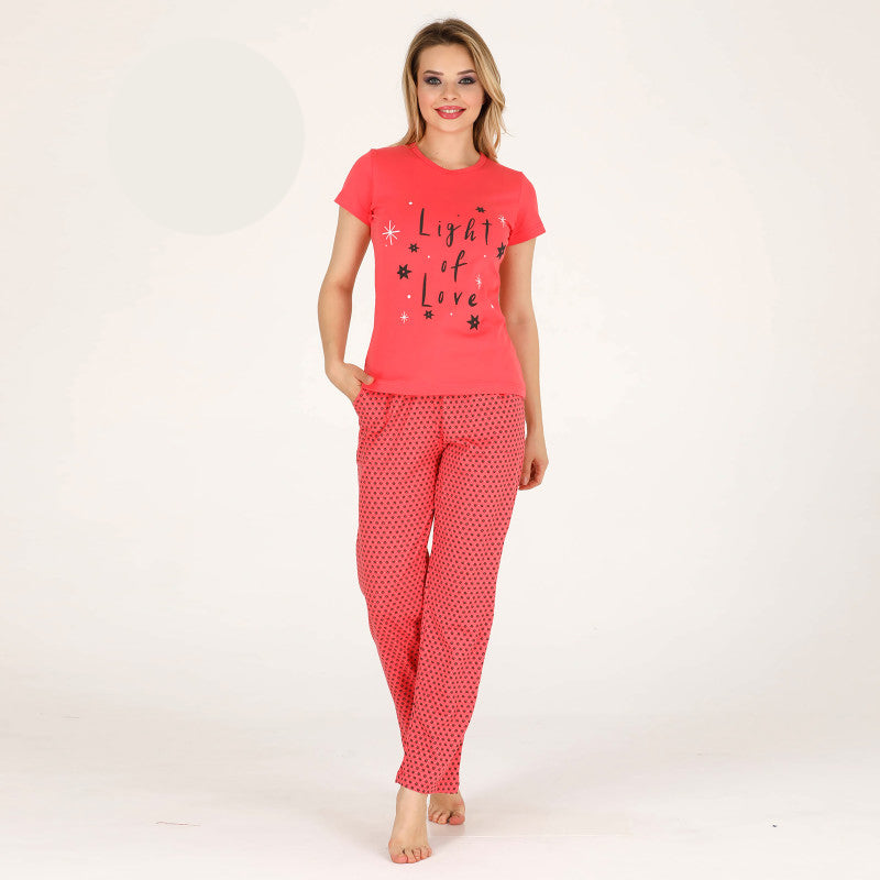 Дамска пижама от тениска с панталон B-3356