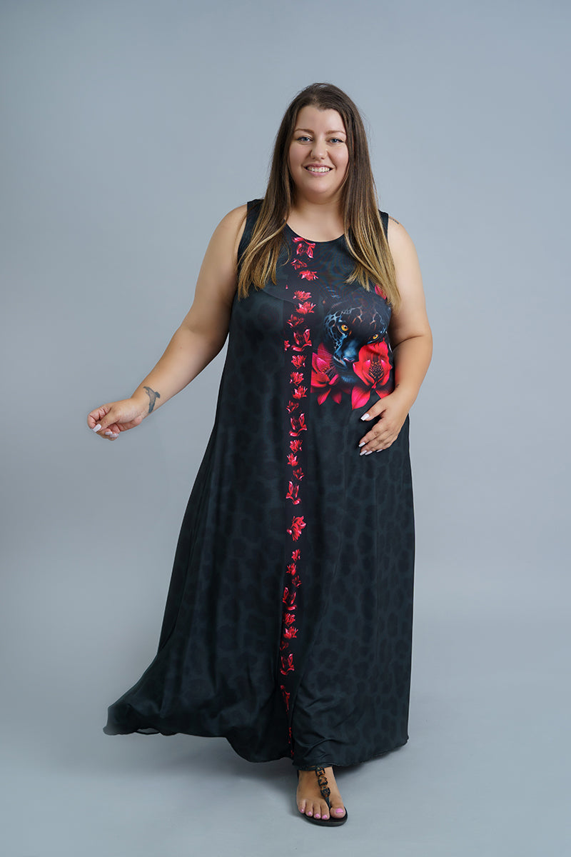 Дълга черна рокля без ръкави Дари