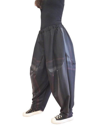 Дамски черен широк панталон Дарина