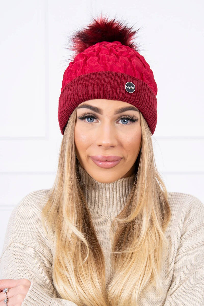 Дамска шапка с помпон K160