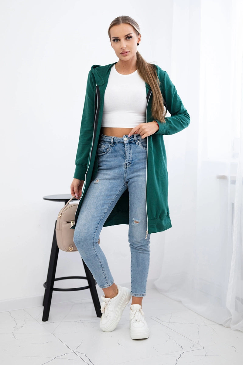 Дълъг суитчер с качулка 8924