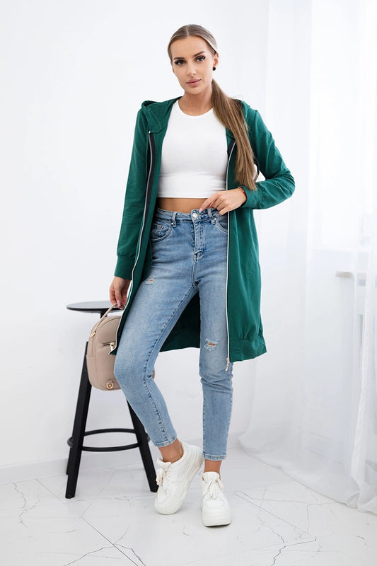 Дълъг суитчер с качулка 8924