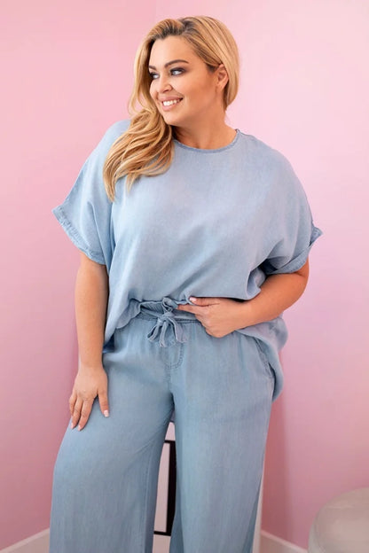 Комплект за жени Plus Size, изработен от блузка и панталон 51013