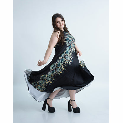 Дълга черна лятна рокля Хенриета