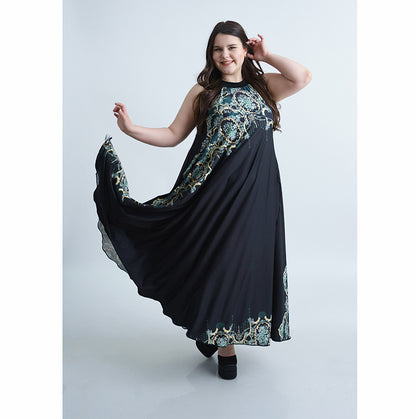 Дълга черна лятна рокля Хенриета