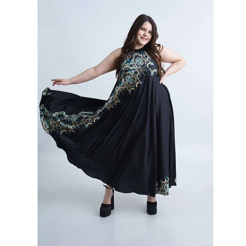 Дълга черна лятна рокля Хенриета