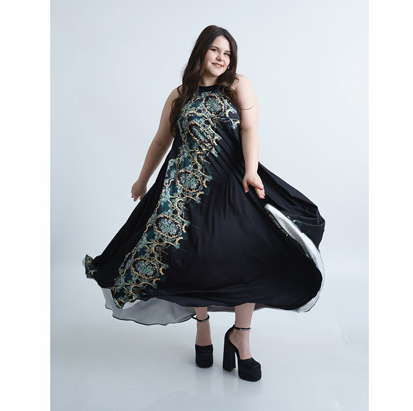 Дълга черна лятна рокля Хенриета