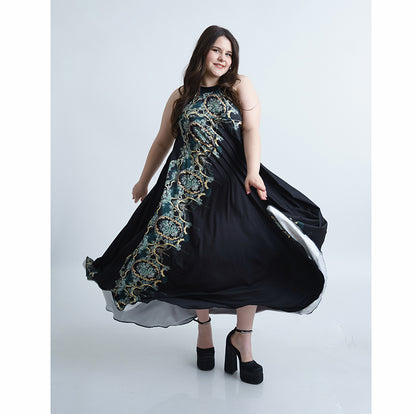 Дълга черна лятна рокля Хенриета