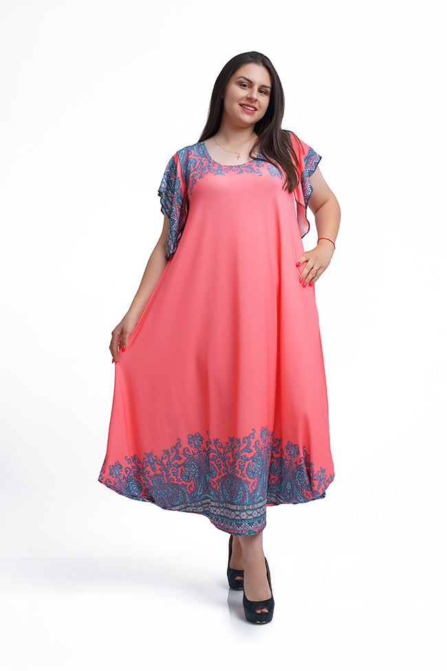 Дълга рокля с къс ръкав Иглика