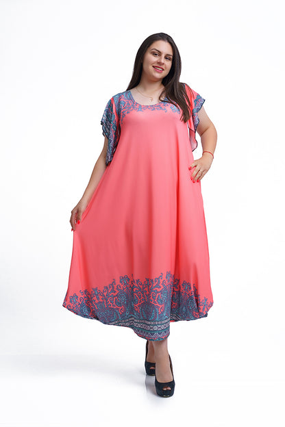 Дълга рокля с къс ръкав Иглика