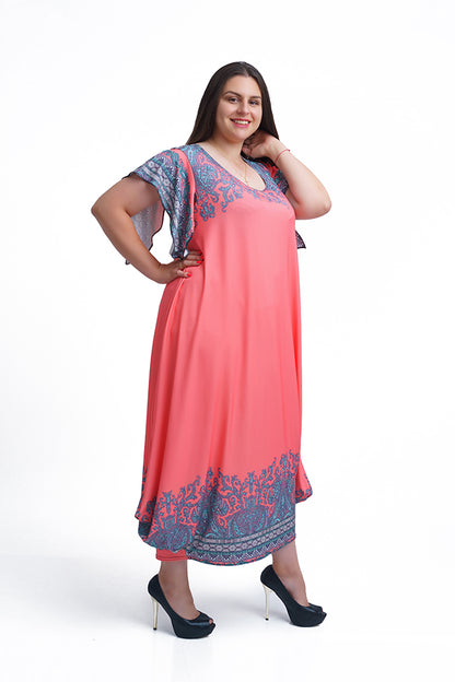 Дълга рокля с къс ръкав Иглика