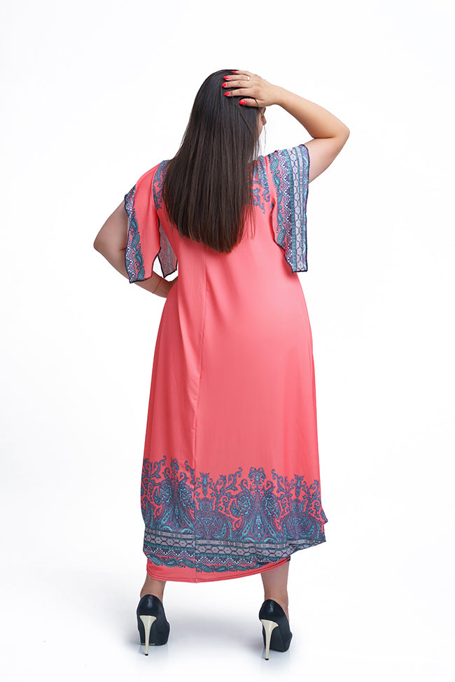 Дълга рокля с къс ръкав Иглика