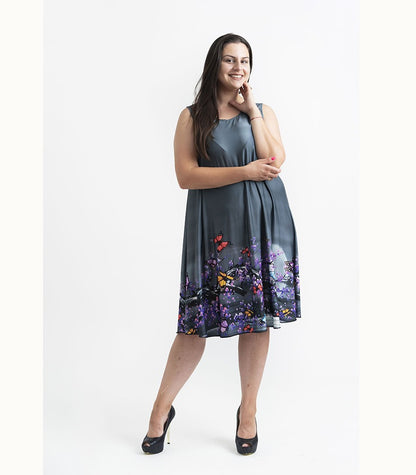 Къса сива рокля без ръкави Инес