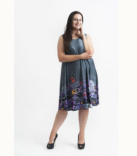 Къса сива рокля без ръкави Инес