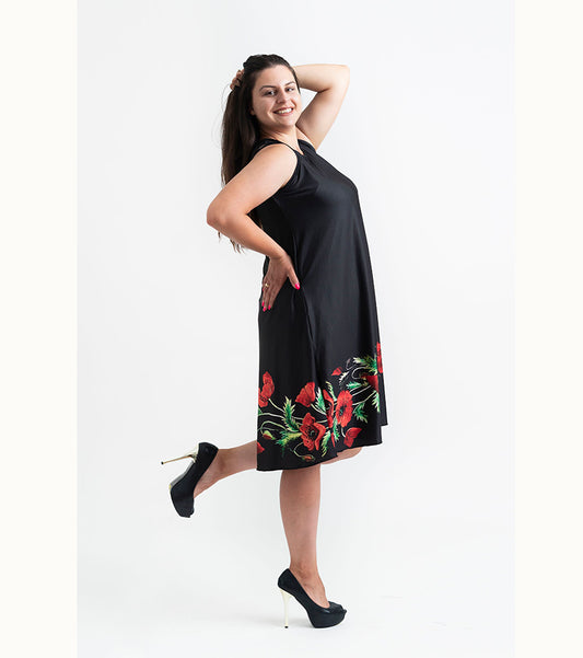 Къса черна рокля без ръкави Изабел