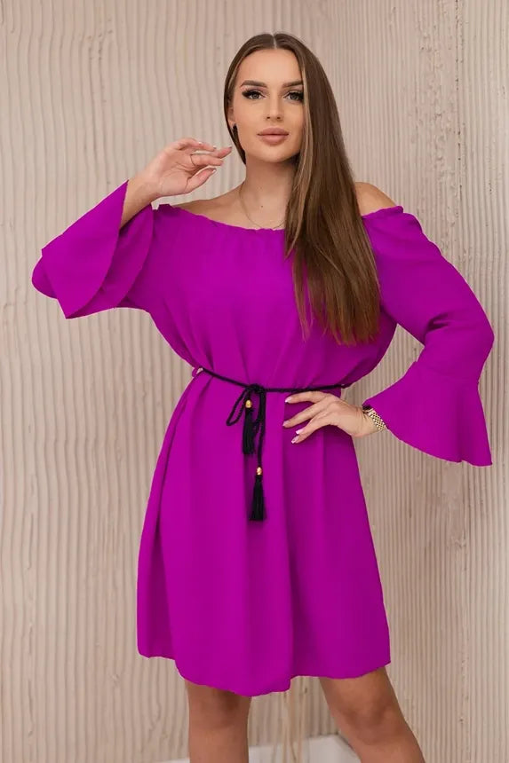 Къса рокля с шнур на талията ИТ-17