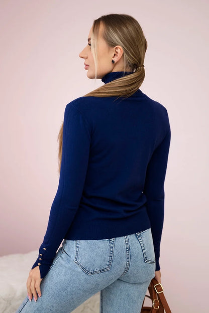 Пуловер с висока яка и декоративни копчета ИТ-61