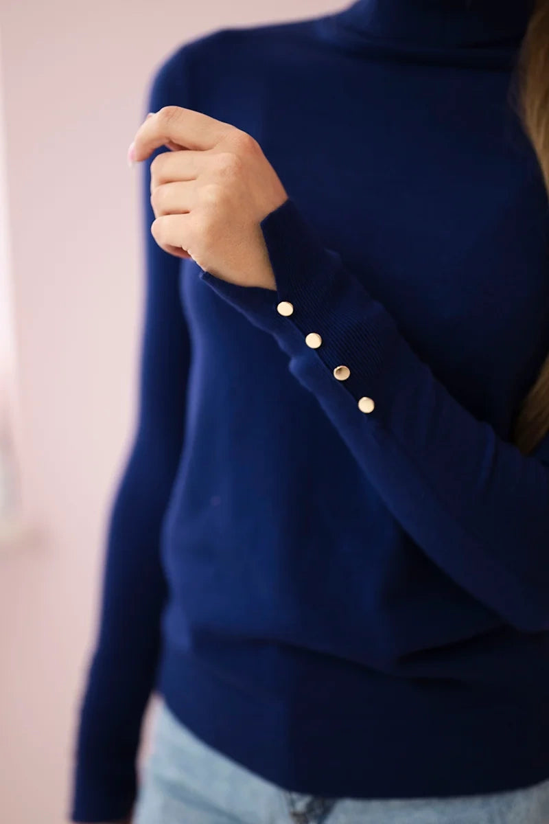 Пуловер с висока яка и декоративни копчета ИТ-61