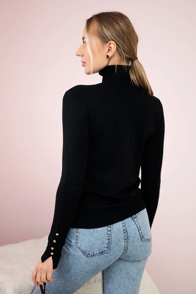 Пуловер с висока яка и декоративни копчета ИТ-61