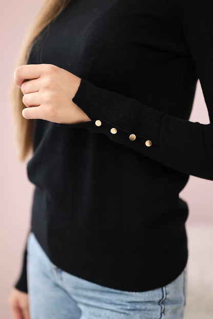 Пуловер с висока яка и декоративни копчета ИТ-61