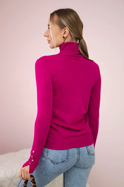 Пуловер с висока яка и декоративни копчета ИТ-61