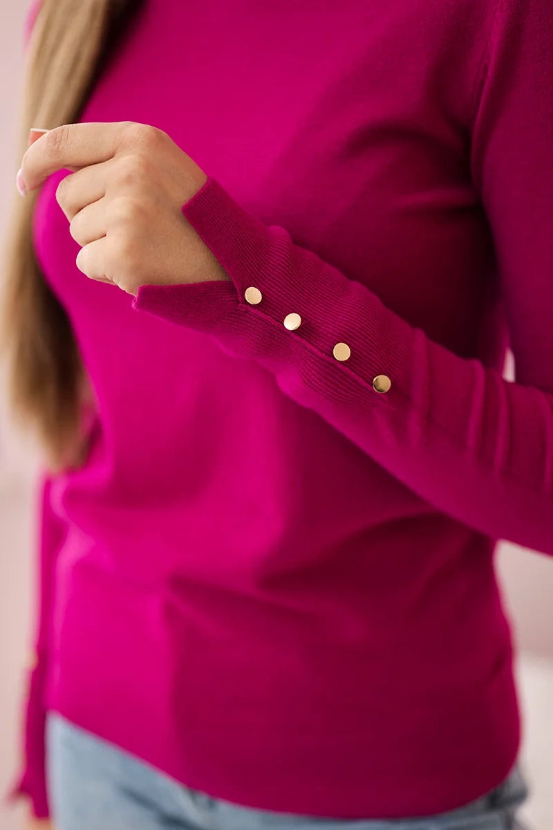 Пуловер с висока яка и декоративни копчета ИТ-61