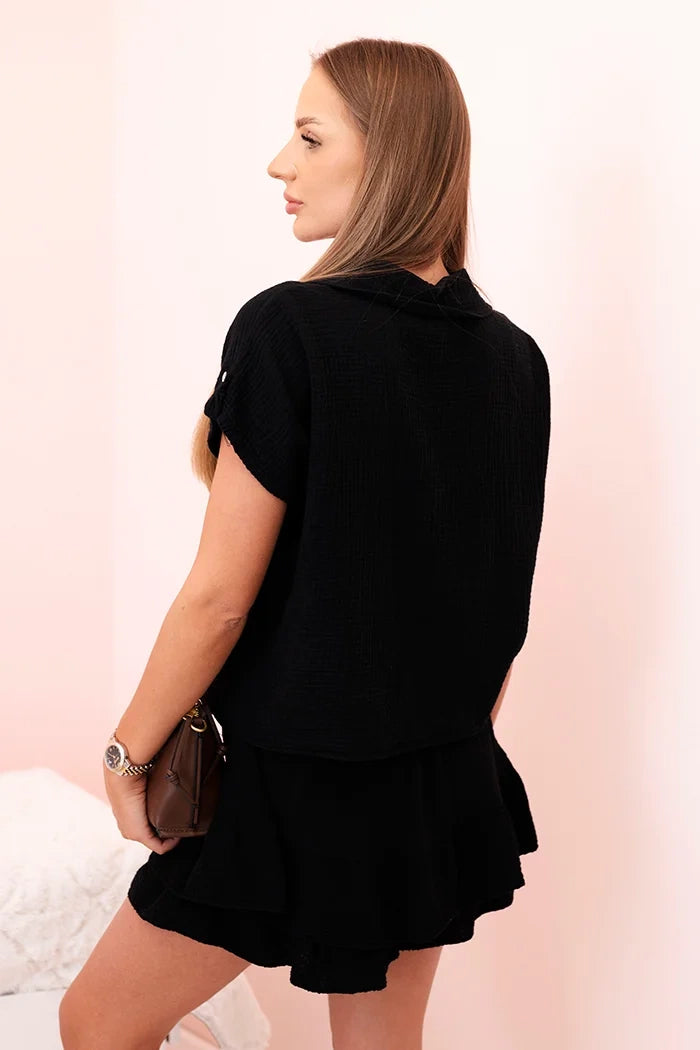 Дамски комплект от муселин с къс ръкав и пола-панталон ИТ-69