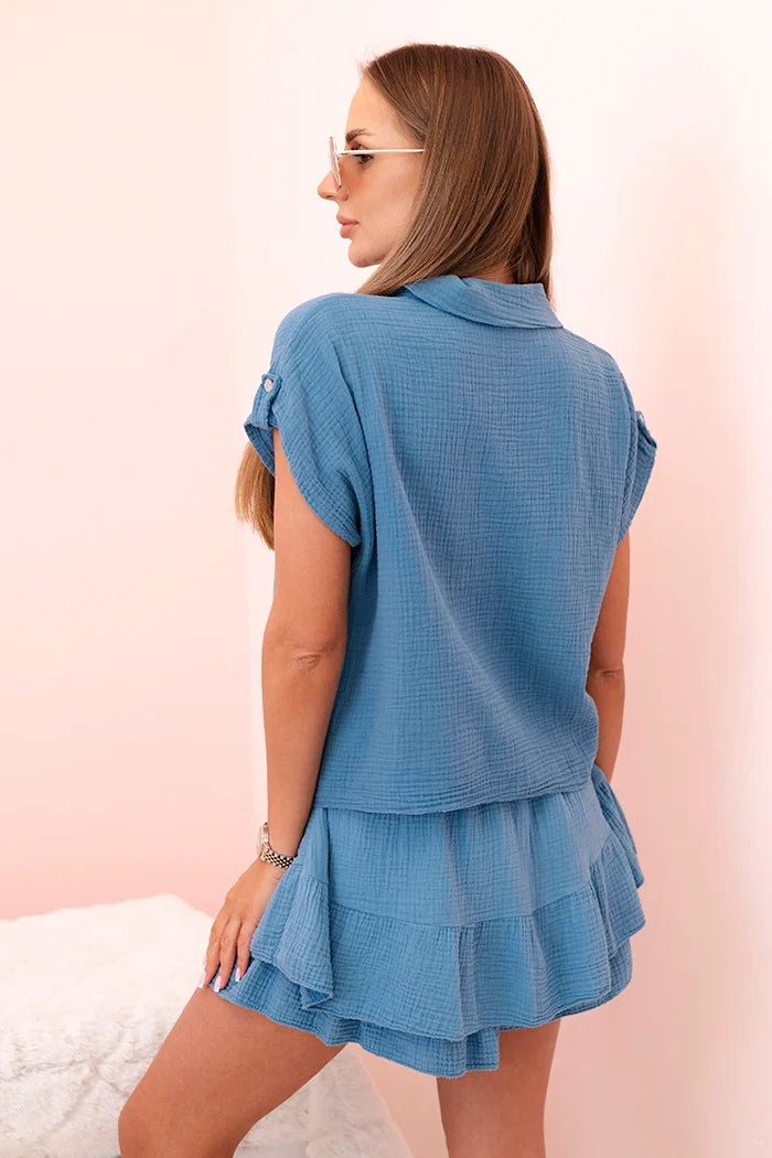 Дамски комплект от муселин с къс ръкав и пола-панталон ИТ-69