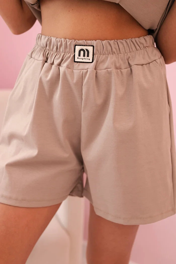 Дамски комплект от блуза с къс ръкав и къси панталонки с ластик ИТ-71