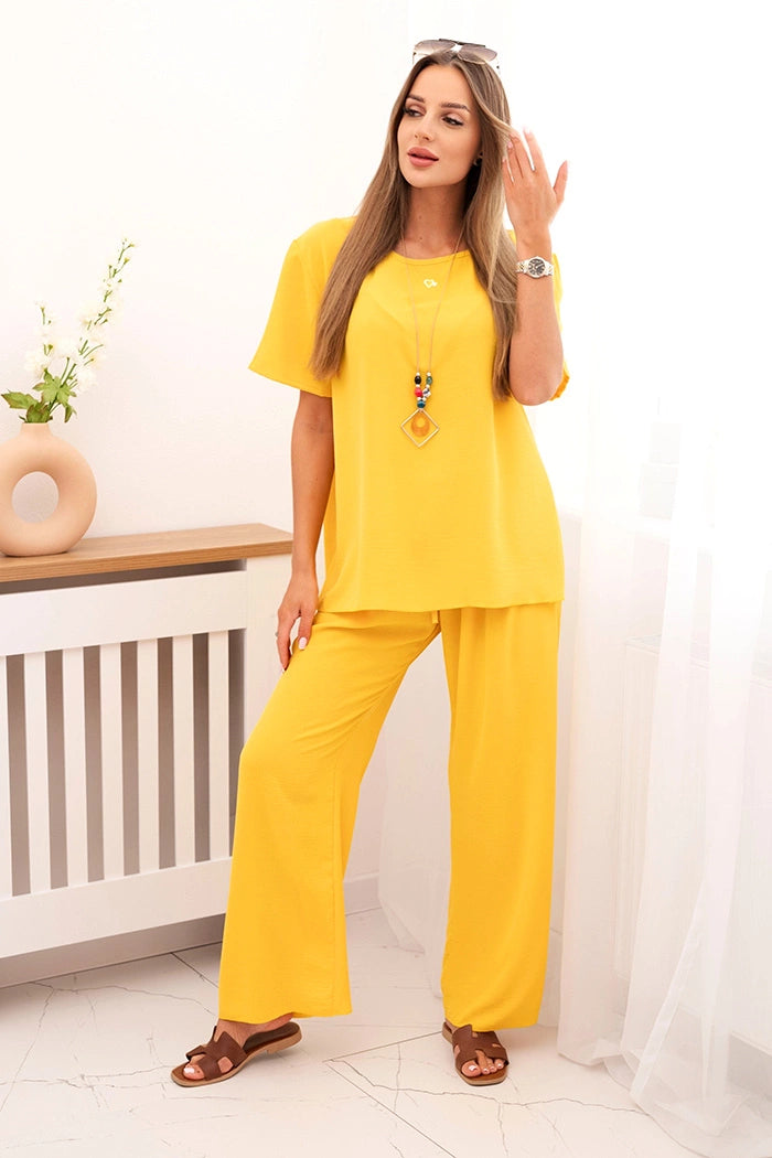 Дамски комплект със свободна блуза и широк панталон ИТ-75