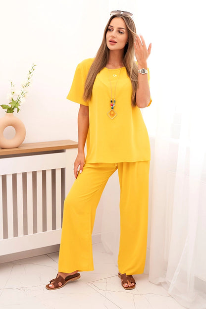 Дамски комплект със свободна блуза и широк панталон ИТ-75