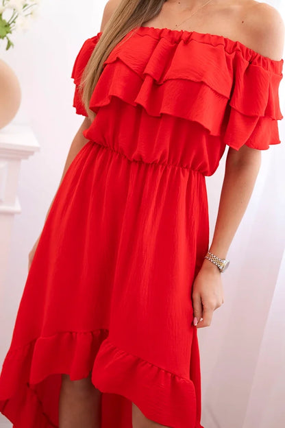 Дамска рокля с открити рамене и удължен гръб ИТ-77