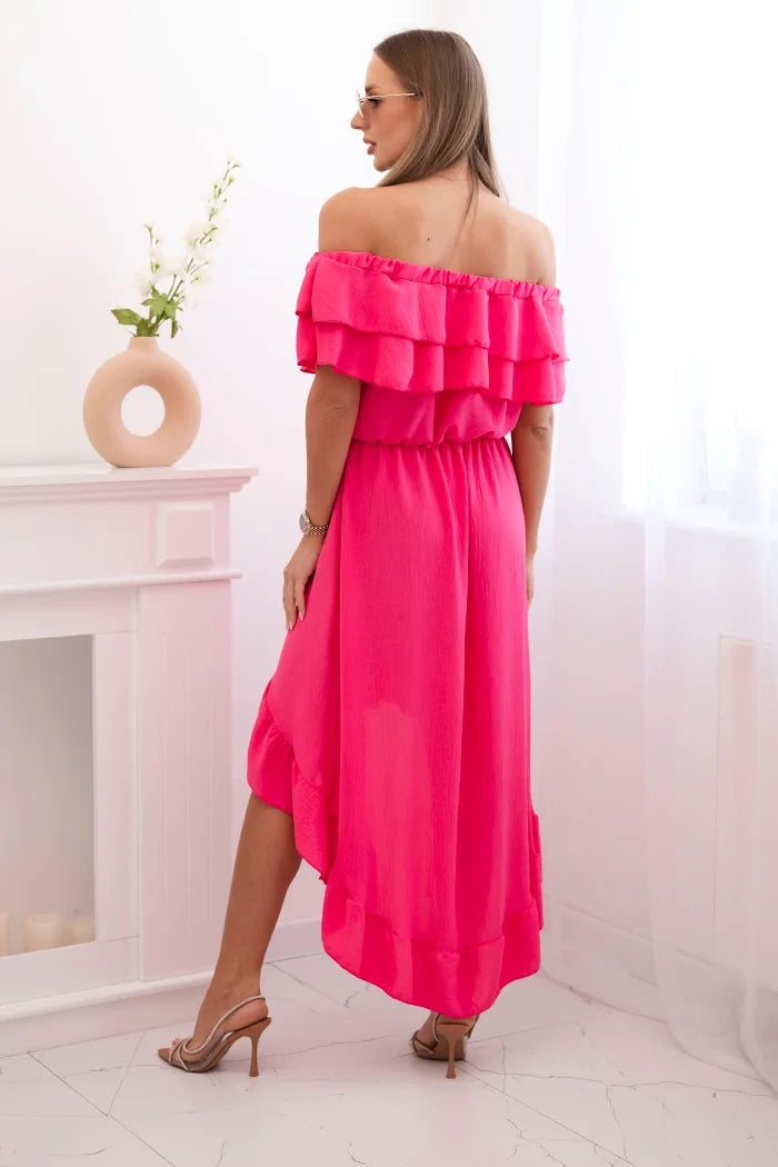 Дамска рокля с открити рамене и удължен гръб ИТ-77