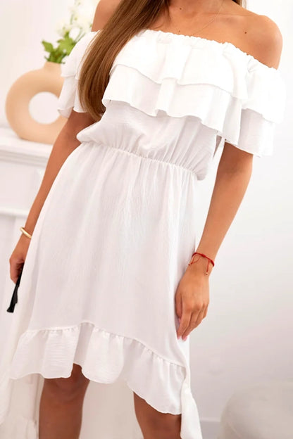 Дамска рокля с открити рамене и удължен гръб ИТ-77