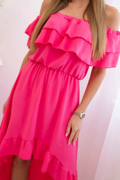 Дамска рокля с открити рамене и удължен гръб ИТ-77