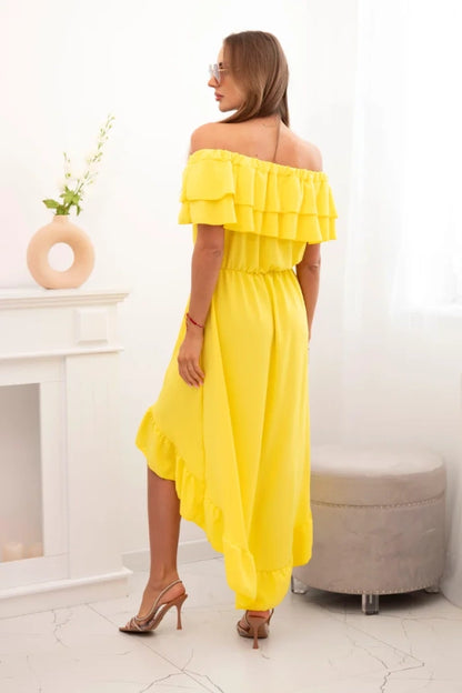 Дамска рокля с открити рамене и удължен гръб ИТ-77